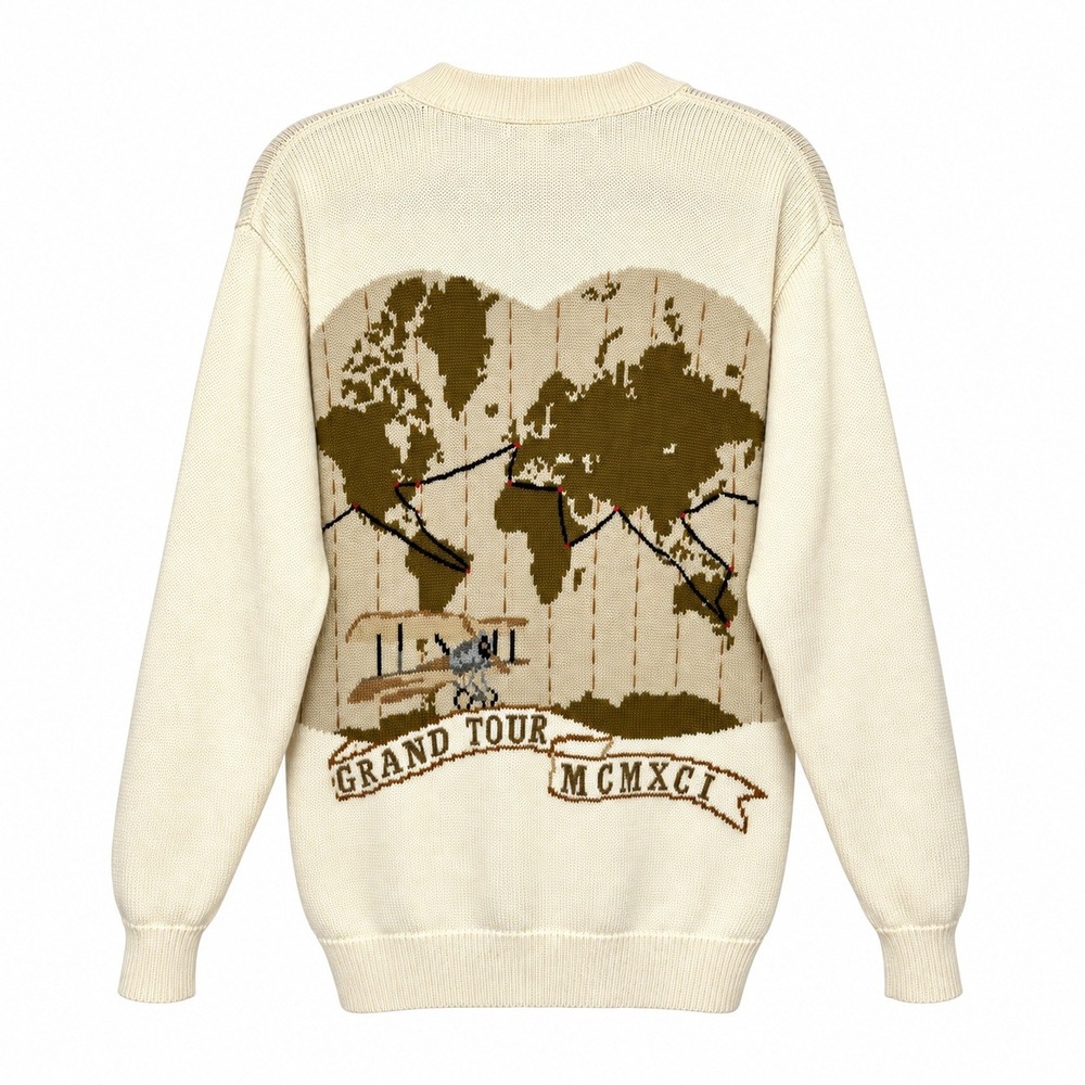 JH Collectibles Dark Academia Cardigan Mens Medium Aviator Map Grandpacore